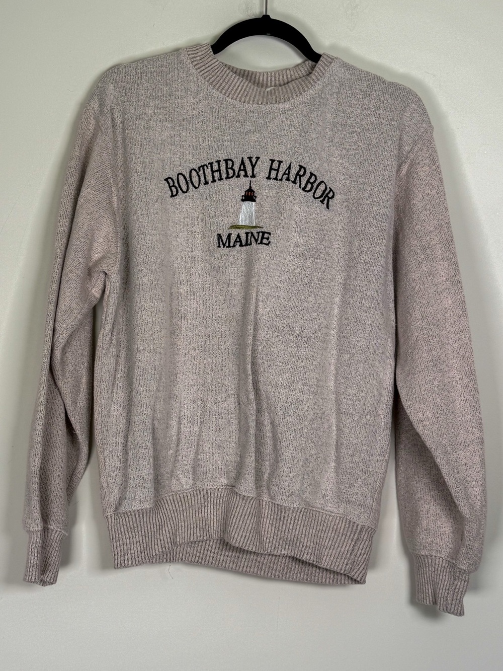 Boothbay Harbor Maine Crewneck Sweater - Light Taupe